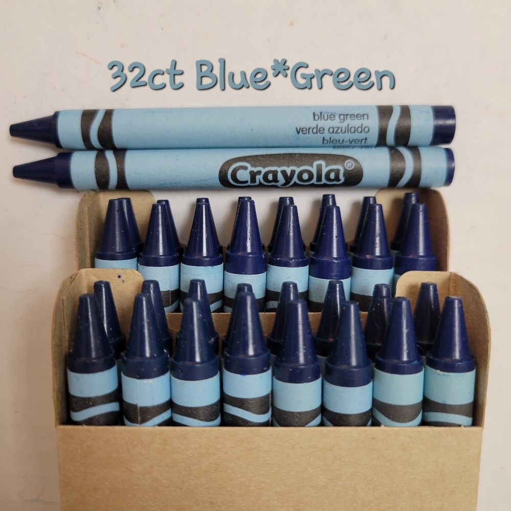 (32) Crayola Crayons(Blue•Green) Single Color Bulk Lot